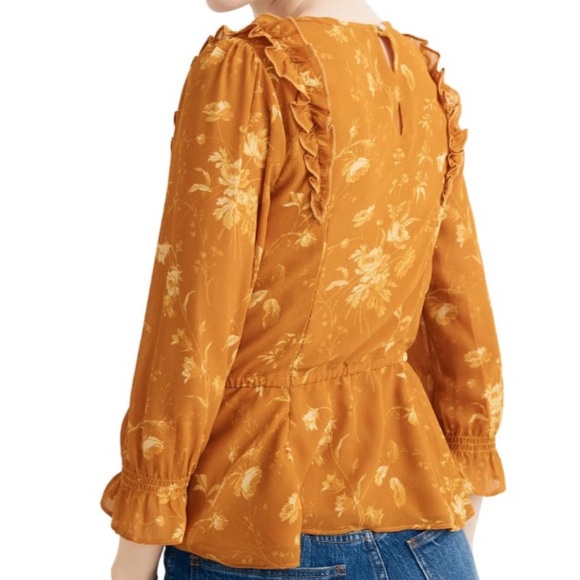 Madewell ruffle shoulder botanical floral peplum - Picture 2 of 8